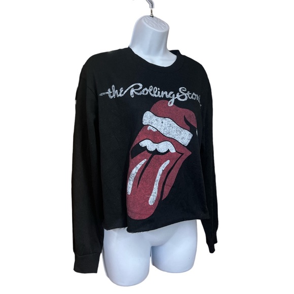 Sz M Cropped Sweat Shirt The Rolling Stones NWT - Picture 3 of 5